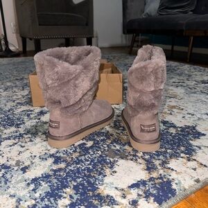 UGG Gray Ankle Boots with Fur